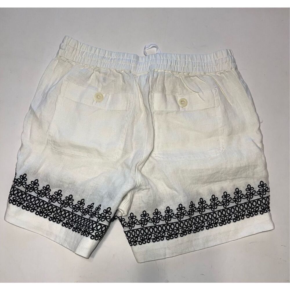 TALBOTS Womens White Linen Black Embroidered Shorts Size P Petites NEW - Picture 6 of 6